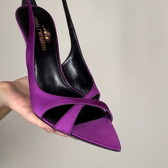 Saint Laurent Purple Satin Heels - Picture 5 of 5